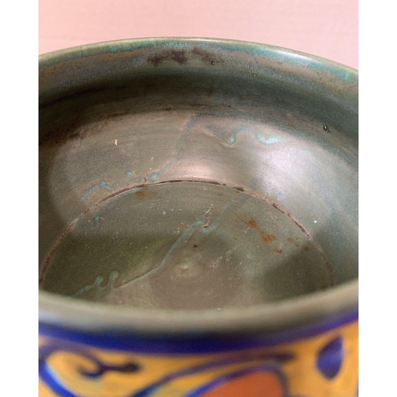 Vtg 1924 Gouda Holland "Beek" Signed Handpainted Pottery Bowl Planter 7" x 3.5" - Picture 4 of 10